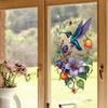 Kolibrie Raamstickers Lente Vogel Bloemen Vruchten Glazen Deuren Raamstickers Verwijderbaar Zonder Lijm Statische Stickers voor Huis Kantoor