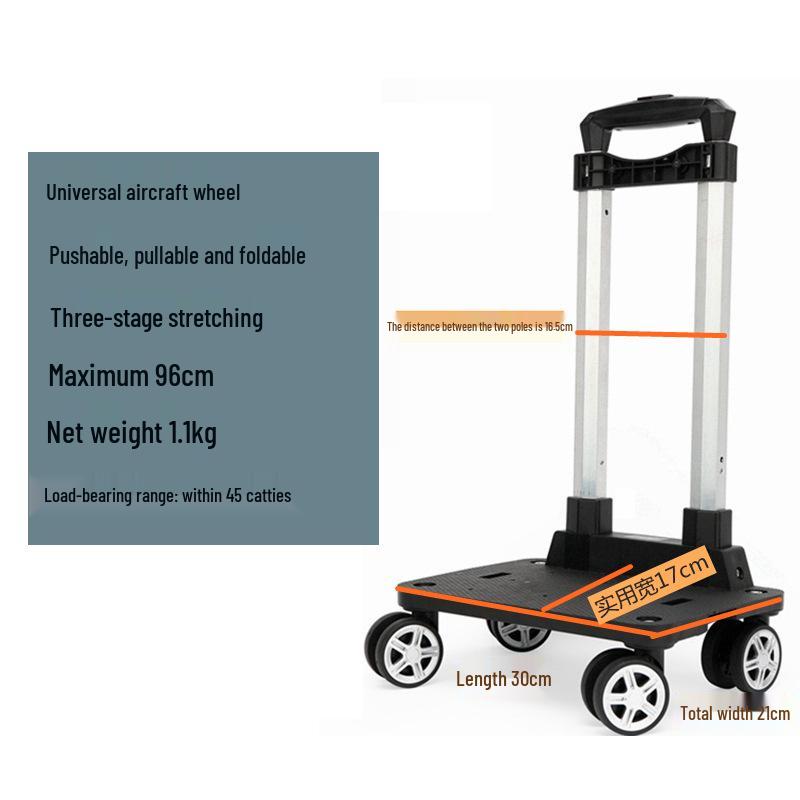 Chariot à roulettes pliable pour sac à dos d'étudiant en alliage d'aluminium avec roues universelles