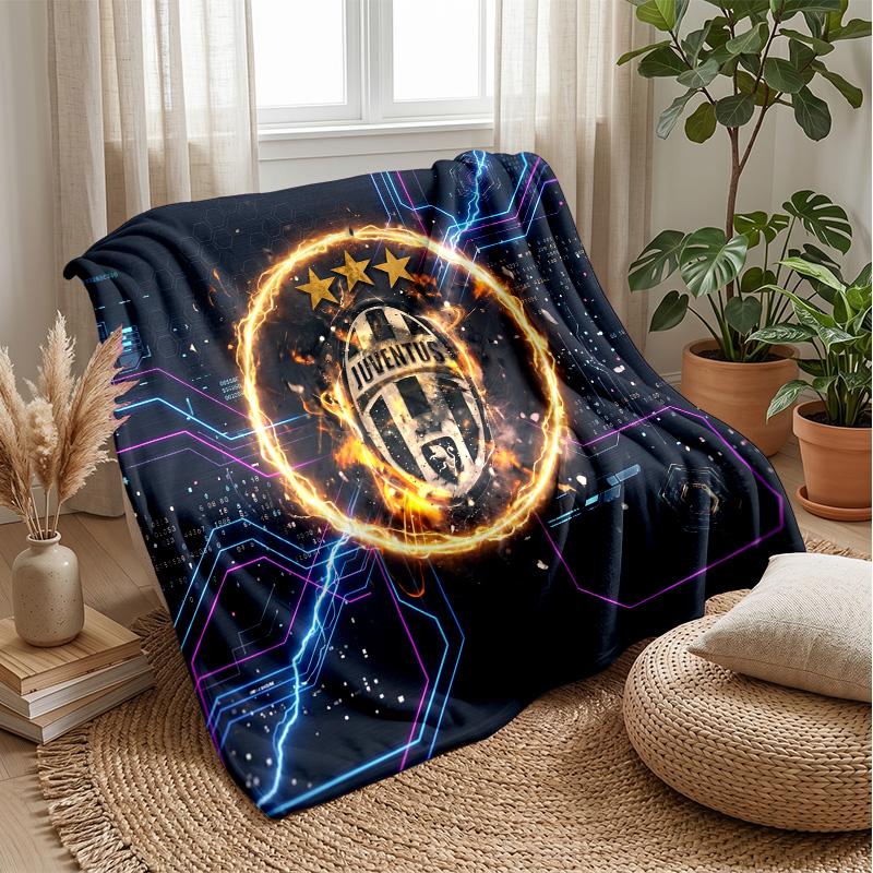 Juventus FC Theme Blanket Soft Flannel Blanket Plush Throw Blanket Cozy Sofa Bed Blanket for Home Decor