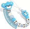 Baby Personalized Silicone Name Cartoon Bear Newborn Accessories Pacifier Chain Teething Toy Chew Gift Nipple Dummy Holder Chain