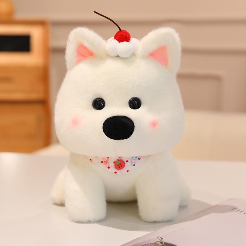 Adorable Fluffy White West Highland Terrier Plush Toy Stuffed Lifelike Dog Plushie Soft Puppy Animal Appease Doll Sweet Gift