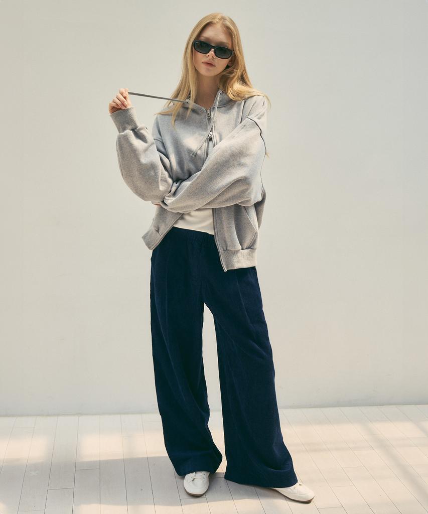 CITTA Wool Blend Wide Banding Corduroy Pants_Ctb551(Navy)