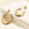 18K Gold U-Shaped Irregular Opening Stainless Steel Earrings - Simple Fashion
