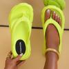Fashion Women's Green Wedge Flip Flops 2024 Summer Thick Bottom Non Slip Beach Slippers Woman Fashion Clip Toe Chunky Platform Sandals