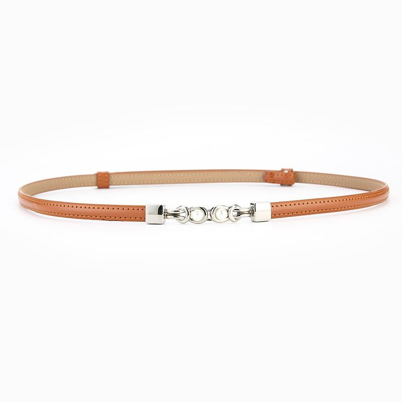 Cintura Vita in Vera Pelle da Donna Regolabile con Perle a Passaggio per Abito Elegante e Completo