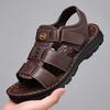 Men's Sandals Men's Leather New Anti Slip Beach Shoes Casual Versatile Summer New Breathable Middle Aged and Elderly Men's Shoes