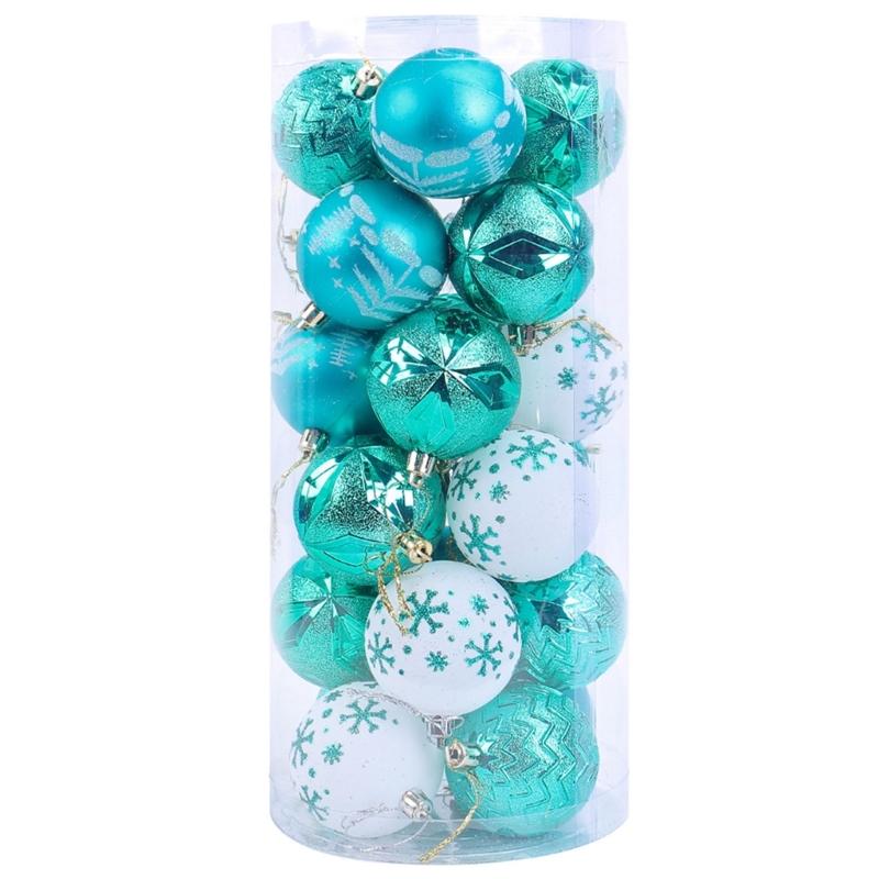 24Pcs Elegant Christmas Decorative Sphere Stylish Hand Painted Christmas Ornament For Christmas Party