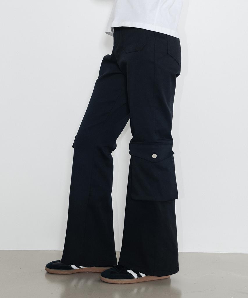 HIGH SCHOOL DISCO Pocket Cargo Bootcut Pants_Black