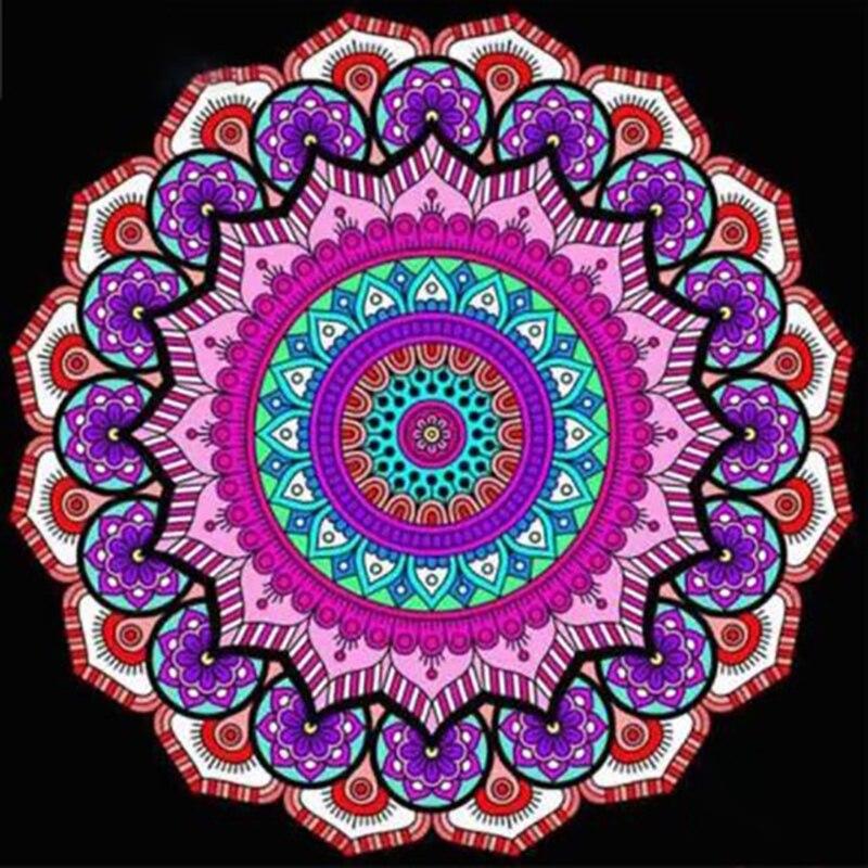 Peinture de diamant 5D de fleurs de Mandala, motif moderne, perceuse ronde complète, point de croix, broderie de diamant, décoration de maison, cadeau