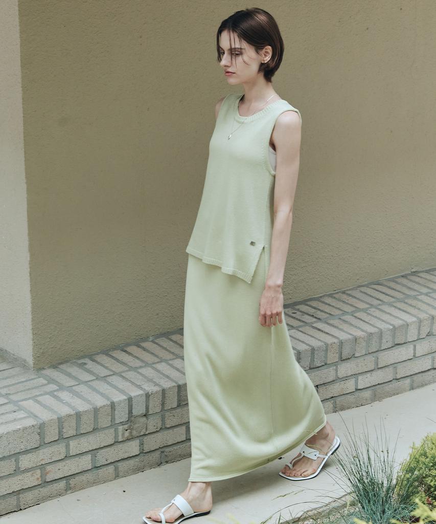 Zero Street [Set] Lezero Neo Sleeveless Knit & Skirt / Light Olive