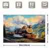 Nostalgisch Stoomtrein Wandkleed, Dramatische Scène van een Vintage Locomotief die Door een Majestueus Berglandschap Reist, Klassieke Spoorweg Wanddecoratie