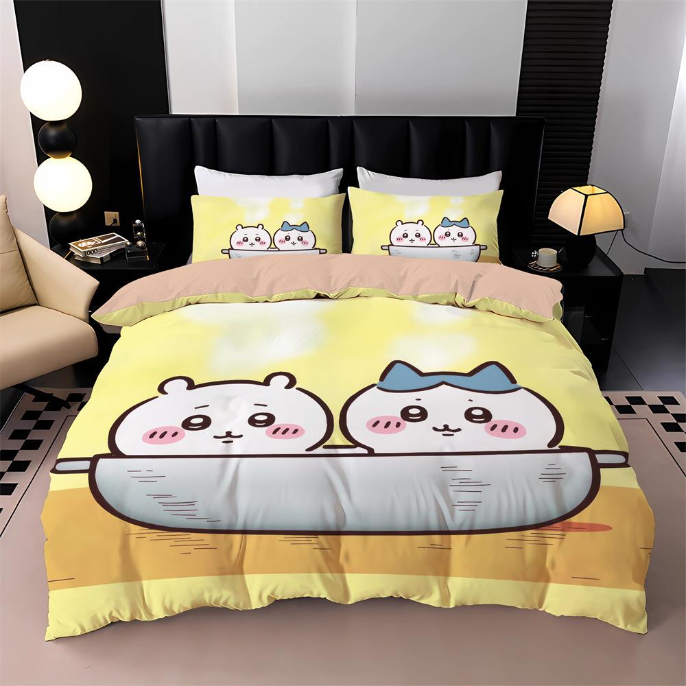 Nieuwe Chiikawa beddengoedset 3D digitaal geprint Hachiware Momonga dekbedovertrekset met kussenslopen Animes dekbedovertrek Twin Full