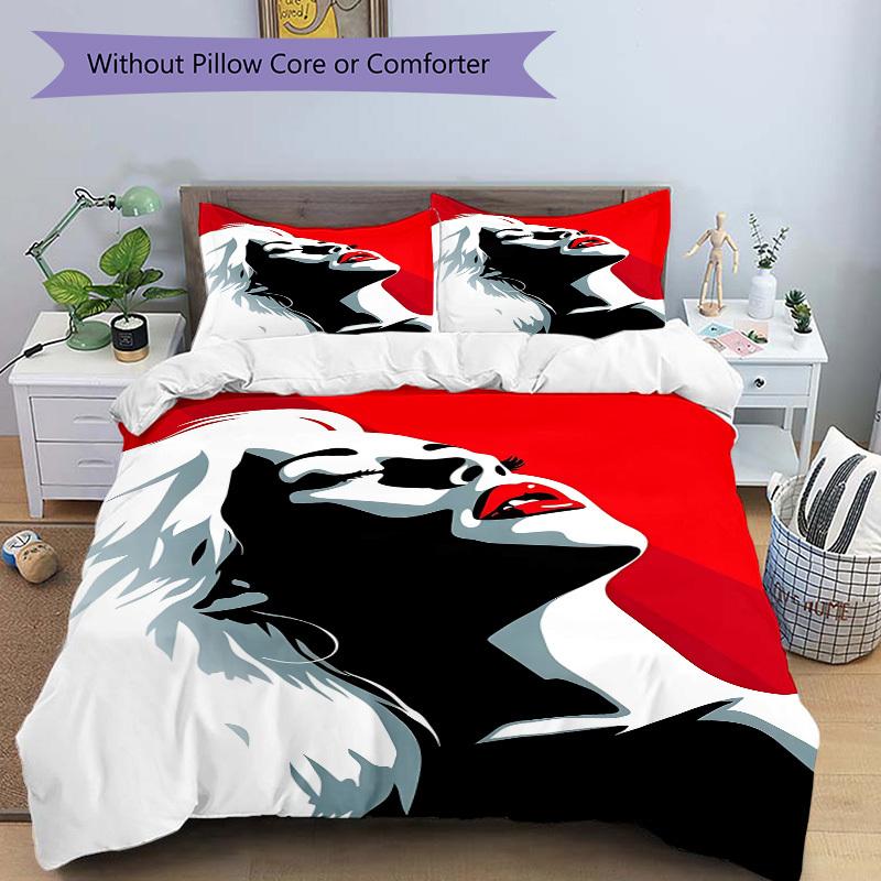3pcs Glamourous Portrait Duvet Cover Set,  Includes 1 Duvet Cover and 1/2 Pillowcases (No Insert) Yy251104234