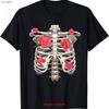 Skeleton Rib Cage With Flowers Halloween T Shirt Vintage Washed Designer Clothes Unisex Top For Everyday Wear Slightly Casual