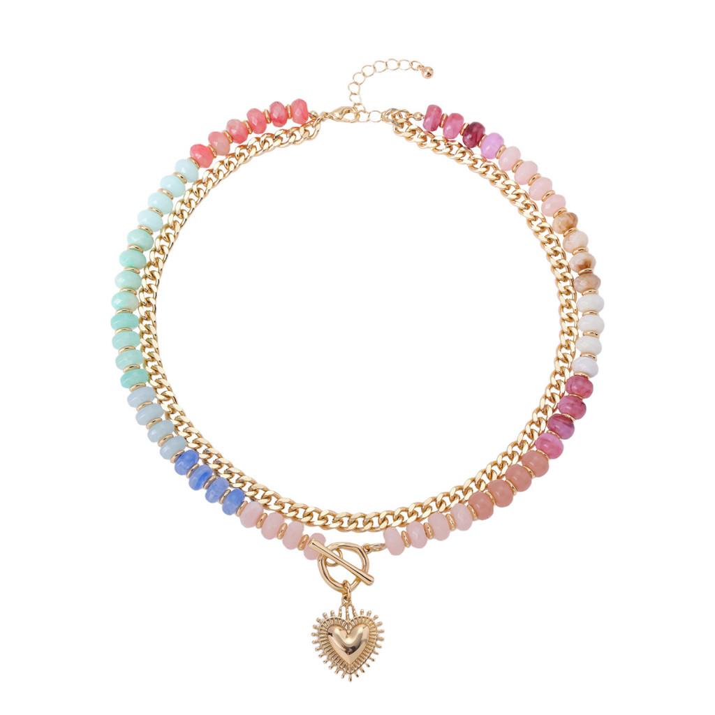 Korean Style Heart Pendant Necklace With Alloy Material For Party Wear