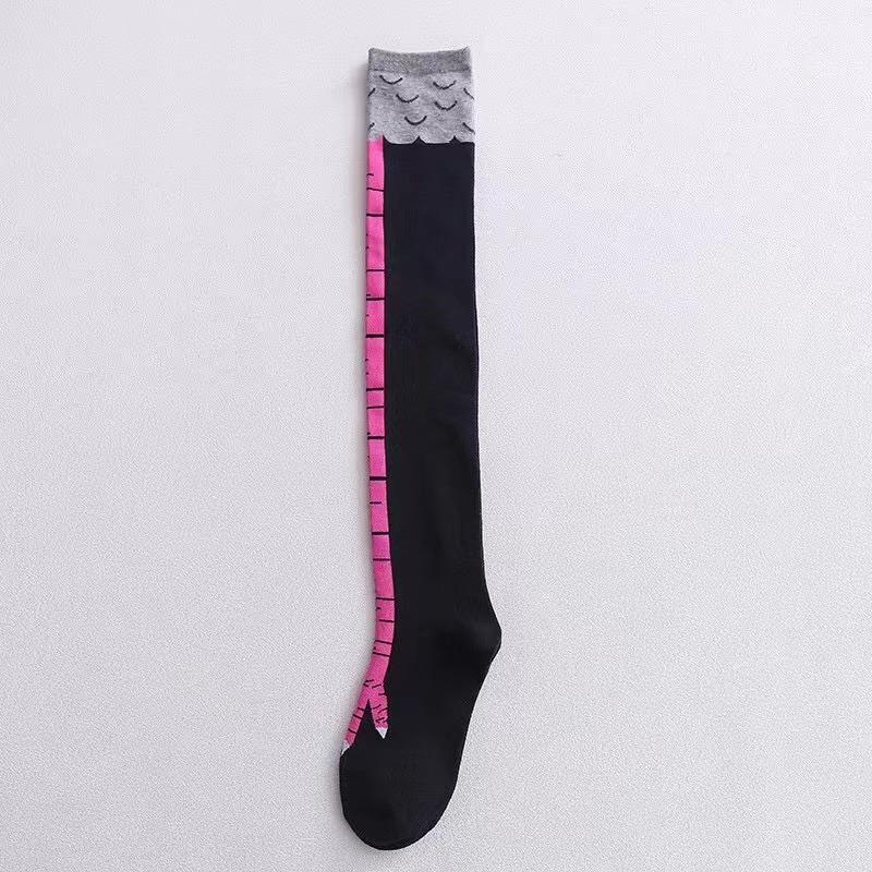 Niedliche, neuartige Kniestrümpfe mit Cartoon-Hühnerbeinmuster für Herren, Unisex, atmungsaktiv, bequem, lässig, für Herren im Freien, für alle Jahreszeiten