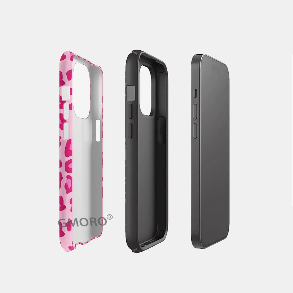 Independent Station Hot-selling Spice Girl Wind Powder Leopard Print Mobile Phone Case Iphone16 Anti-drop Two-in-one Film Case Apple 17pm
