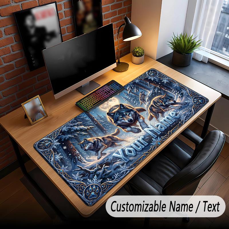Tapis de Souris Personnalisé Thème Loup Personnalisé Avec Nom Texte Tapis de Bureau Personnalisé Pour Bureau Décoration Intérieure