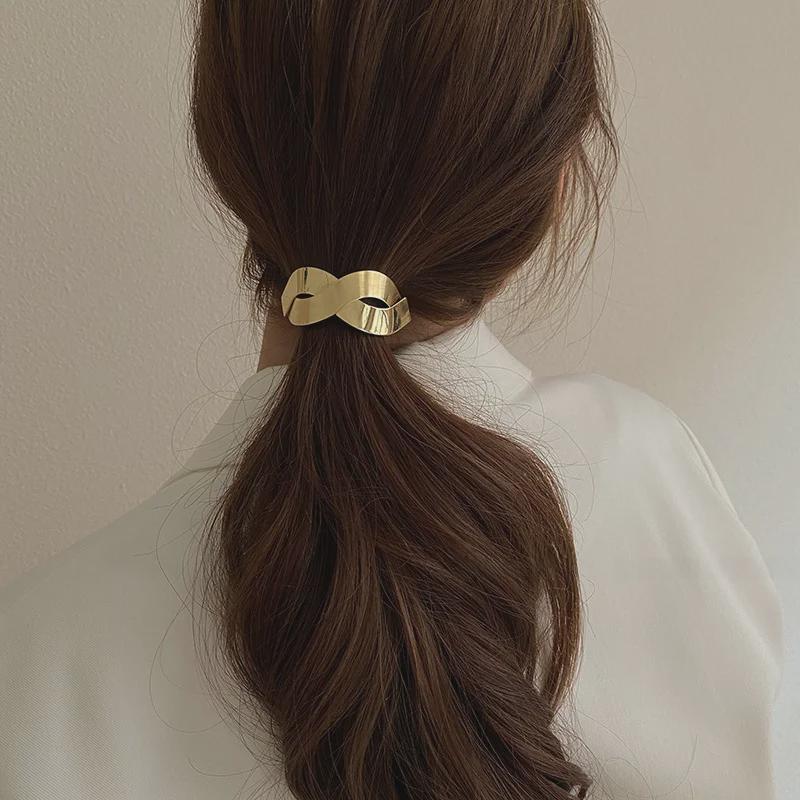 Korean Brushed Metal Hair Elastic Band - High Elasticity Head Rope for Women
