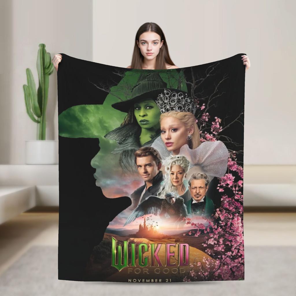 Wicked 2 Musical Movie Glinda Poster Flannel Blanket Warm Soft Bedding Throws for Couch Bed Decorative Bedspread Sofa Bed Cover