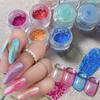 Super Glitzernder Perlglanz Nagelpuder, Perlglänzender Magischer Muschel Wolken Brokat Puder, Neon Perlglitzer Farbe Platin Puder