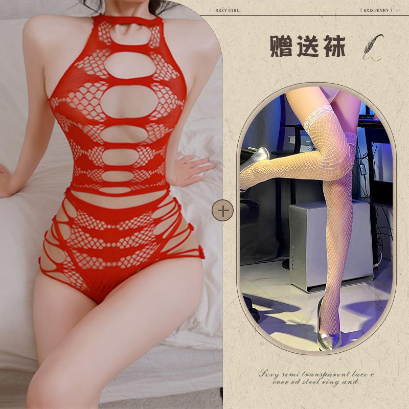 Sex Underwear Sexy Perspective Hollow Can Tear Large Size Hip Wrap Passion Free Net Suit