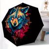 1pc Wolf Spirit Compact Travel Umbrella, Automatic Folding Lightweight Windproof 8-Bone Reinforced Design, Portable for Backpack Durable Can