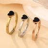 s/Black Heart Ring Women Stainlesss Steel Gold Color Minimalist Trendy Rings Waterproof Jewelry Wedding Gift