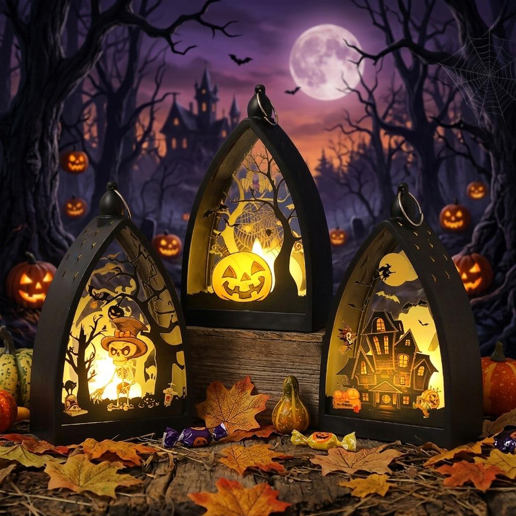 Lanterna a Candela LED di Halloween con Fiamma Tremolante, Timer Remoto