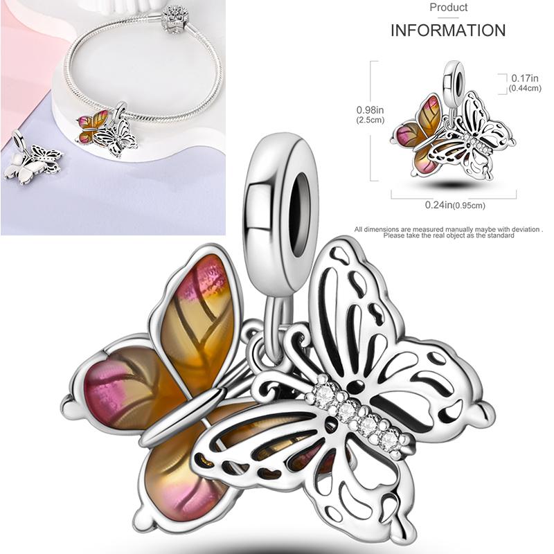 Copper Metal Dragonfly Butterfly Pendant Bead Component Charm Bead Components Bead Component Compatible With Authentic Original Bracelet High Quality