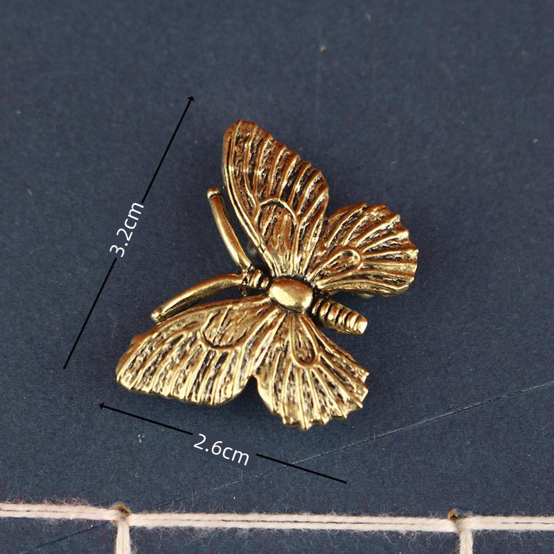 Solid Brass Mini Insect Figurines Retro Aged Finish Hand Carved Detailed Decor for Living Room Cabinet Collection Creative Gift