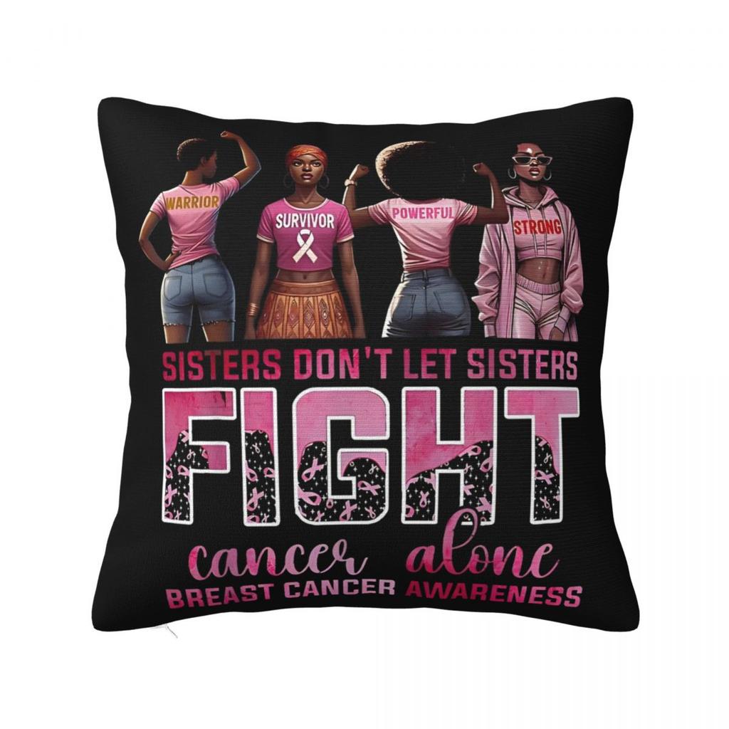 Tackle Breast Cancer Football Pink Ribbon Awareness Square Pillow Case Cushion Covers Awesome Zipper Decor Pillowcase for Home