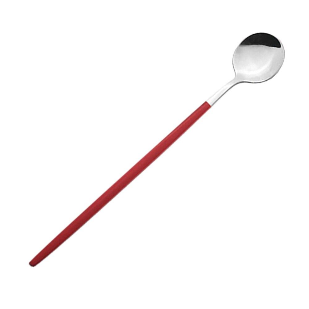 6Pcs Coffee Stirring Spoon Cutlery Set Juice Colorful Tea Spoons Dinnerware Ice Cream Long Handle Scoop Tableware Kitchen Tools