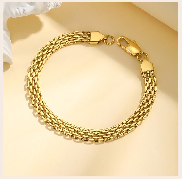Waterproof Mesh Chain Bracelet Adjustable, 18k Gold Plated Link Braeclet  Non Tarnish Wholesale Jewelry