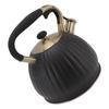 3.5L Whistling Tea Kettle Stainless Steel Pumpkin Shape Tea Pot Stovetop Teapot Black