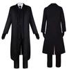 Men Full Set Cosplay Costume Anime Detective Uniform Men's Black Trench Coat for Halloween Daily Wear