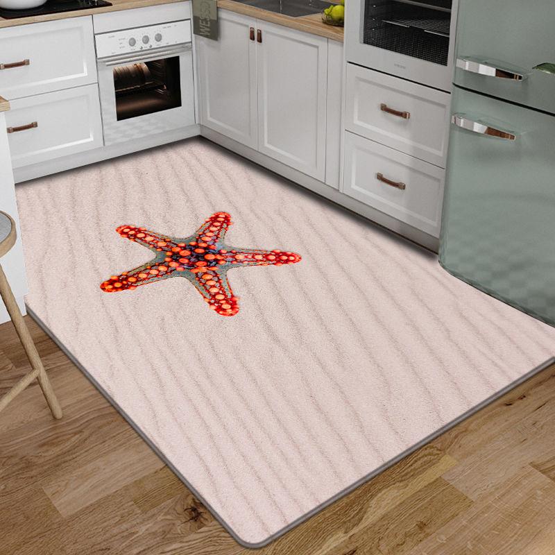3D Vloermat Tapijten Keuken Strand Golven Loper Tapijt Keuken Wasbaar Antislip Woonkamer Tapijt Marine Badmat Absorberend