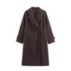 Women's Lapel Long Sleeve Long Coat Oversized Fit Solid Wool Blend Double Breasted Overcoat