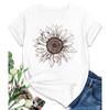 Fashionable Women's Sunflower Pattern Shirt Bohemian Flower T-shirt Cute Summer Retro Short Sleeved Holiday Pure Cotton T-shirt