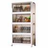 4 Tier Stackable Storage Bins with Lids Doors Wheels Foldable Cabinet Organization Storage Drawer Transparent Organizers Boxes