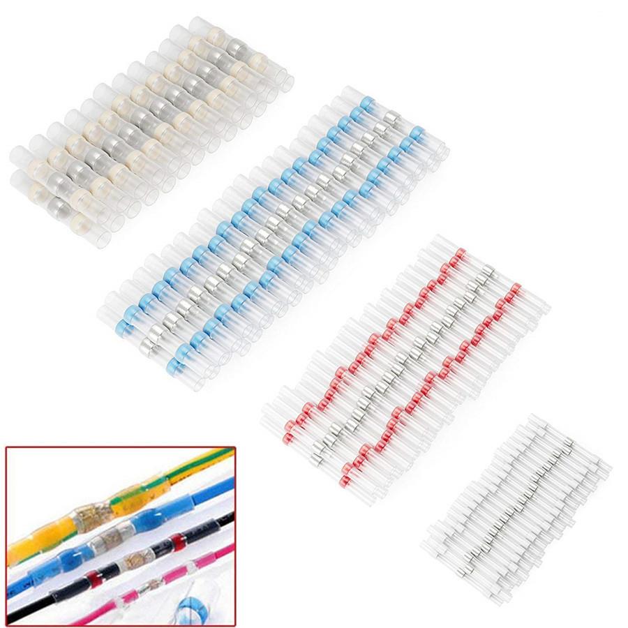 Cutie Set Conectori Terminale Cap la Cap pentru Fire cu Sigiliu de Lipitură Impermeabil și Tub Termocontractabil, 400 Bucăți