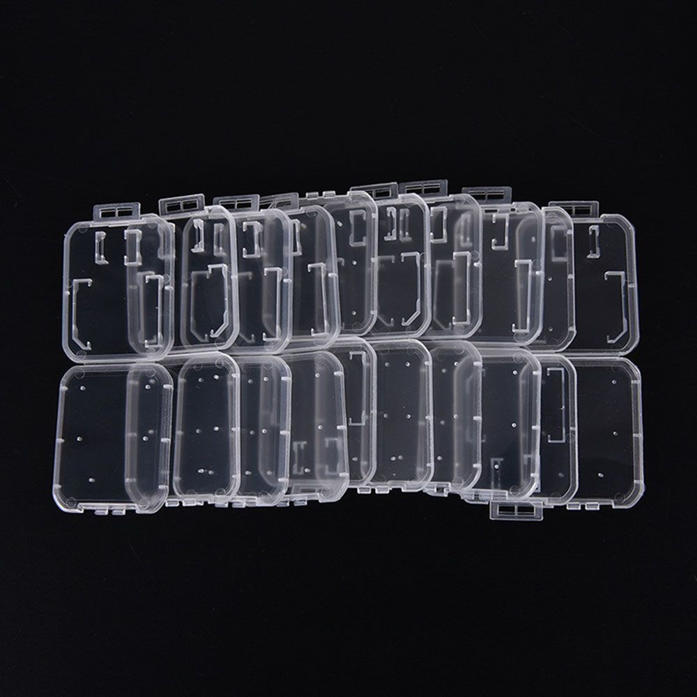 10PCS New Plastic Standard Transparent Storage Box SD/TF SDHC Card Memory Card Case