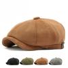 Vintage Suede Newsboy Cap for Men Women Retro Octagonal Baker Boy Hat Autumn Winter Warm Solid Color Beret Painter Hat