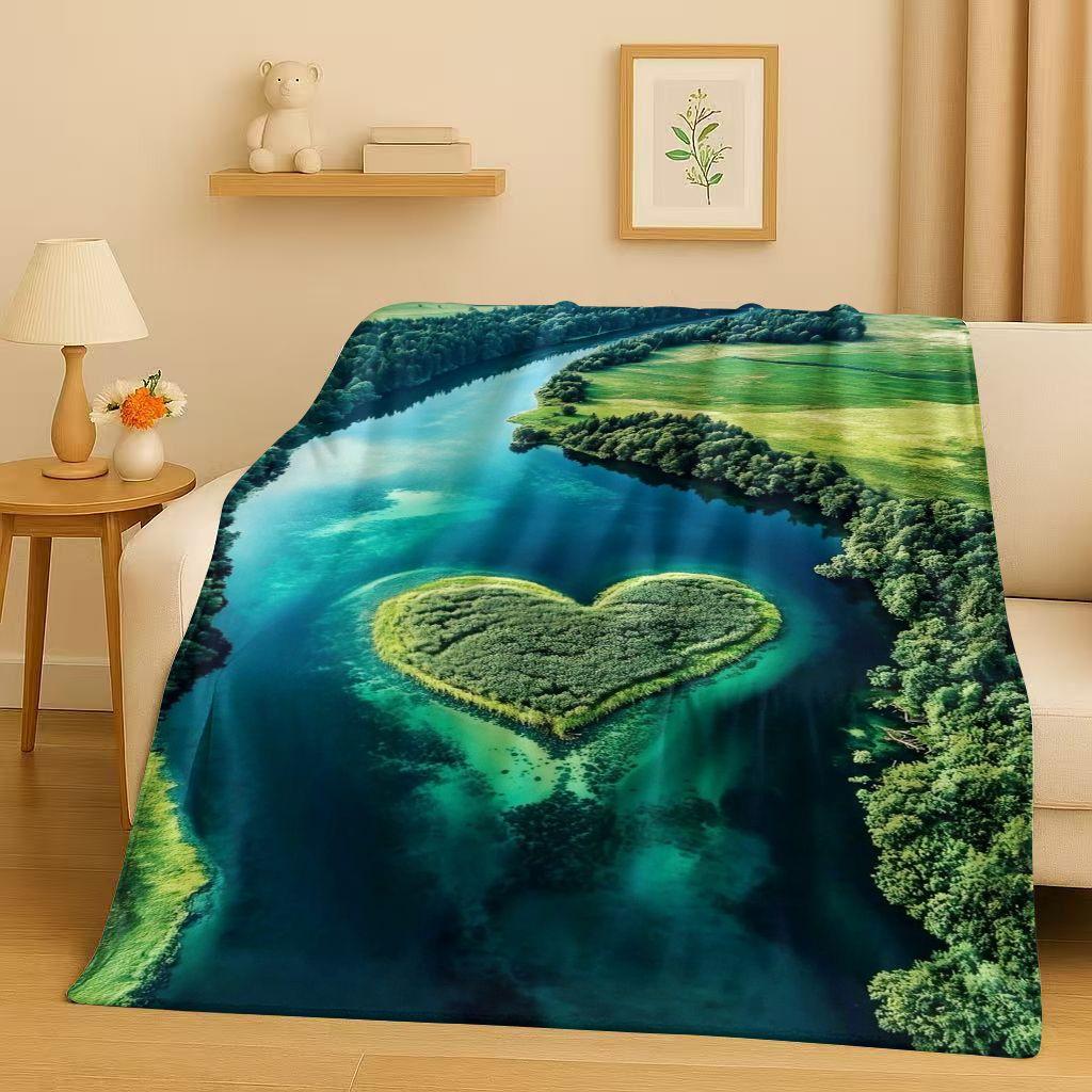 Mooie Natuurlijke Scenery Zee Lucht Boom Flanellen Deken, Ultrazacht Warm Pluche Plaid voor Huis Slaapkamer Bed Bank Cover Kinder Cadeau