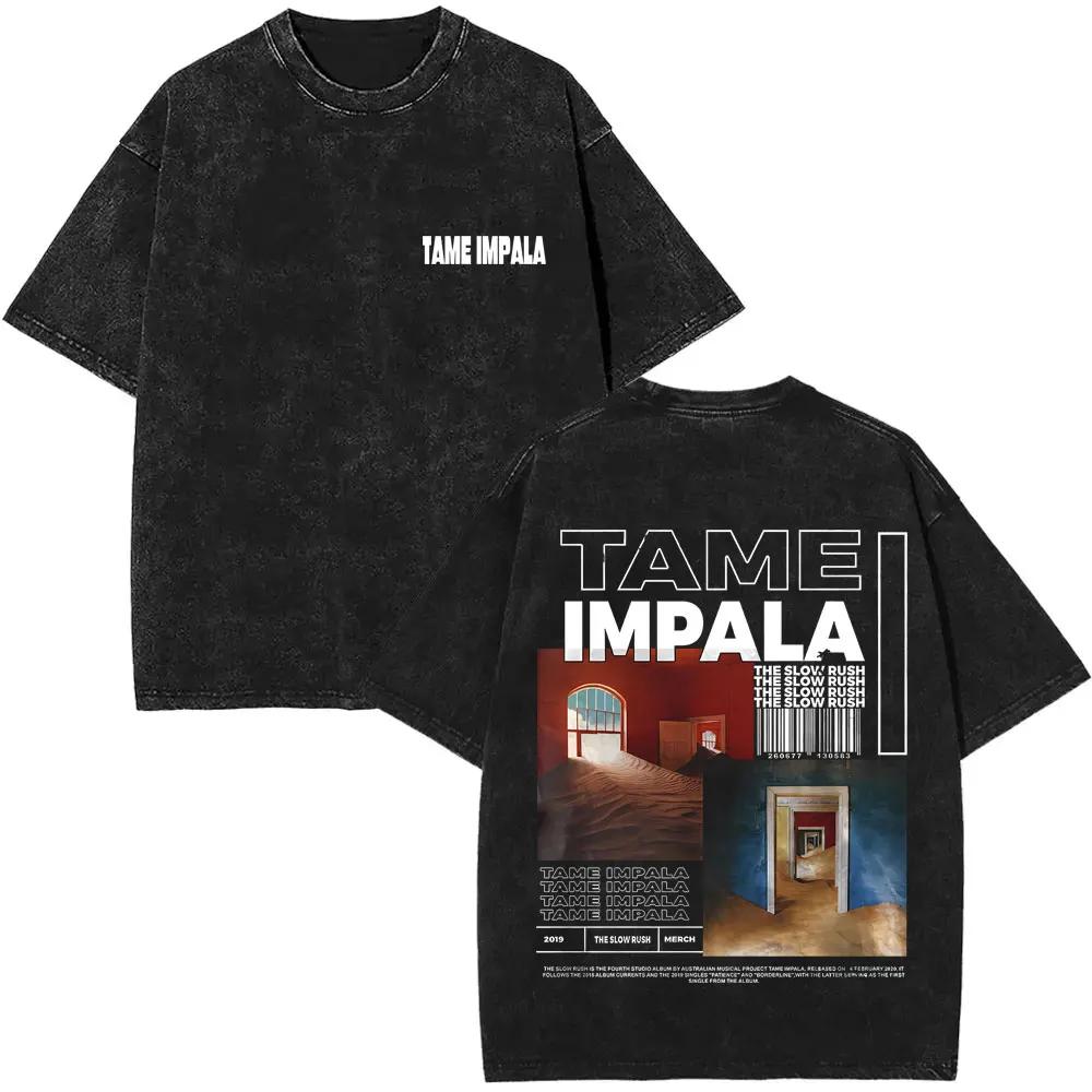 Limited Washed Vintage Rock Band Tame Impala Deadbeat Graphic Tshirt Unisex Women Casual Oversized T Shirts Unisex Retro Streetwear