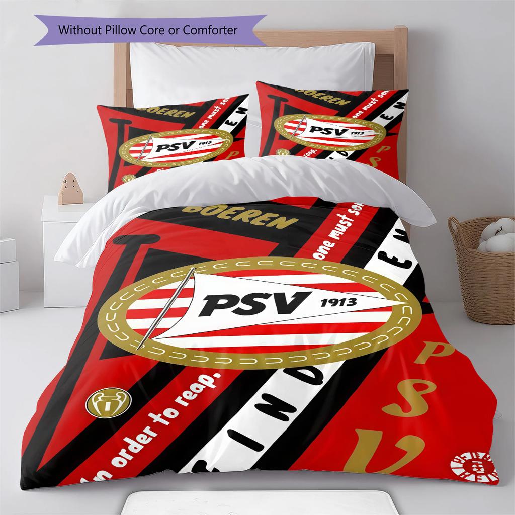 PSV Eindhoven  Pattern Bedding Quilt Set Quilt Cover Pillowcase Home Decoration Birthday Gift (1 * Duvet Cover + 2 * Pillowcase, Without Core)