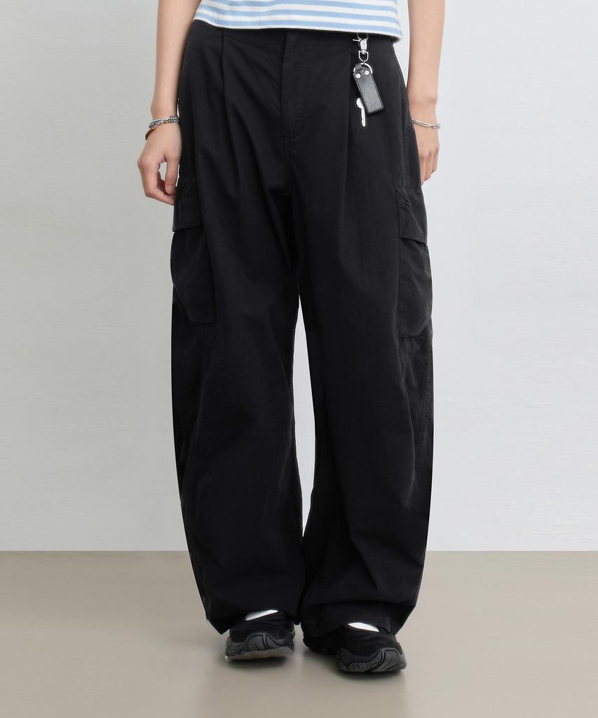 Yujen Single-Pleat Wide Cargo Elastic Pants_3 Color