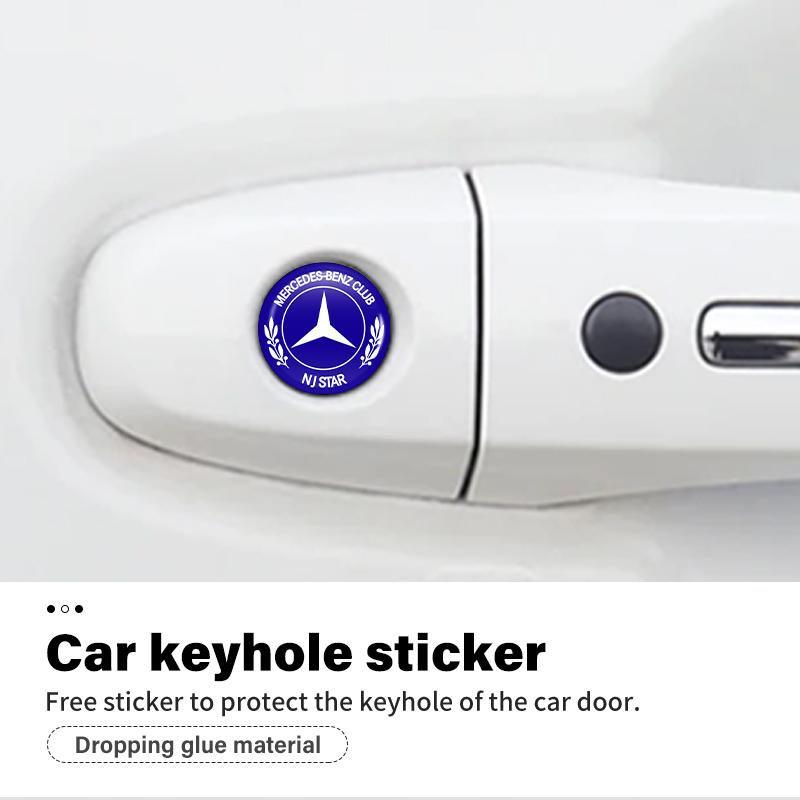 Q0111-8pcs Car Door Keyhole Sticker Lock Protector Anti-blocking Decal For Mercedes Benz AMG A C E S G Class W201 W210 W108 W204 W205