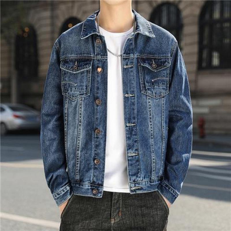 Denim Jacket Men's New Korean Style Trendy Handsome Flight Jacket Men's Autumn Large Size Fat Men's Tops