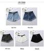 Women's High-Waisted A-Line Denim Shorts - Rolled-Up, Loose Fit, Korean Style for Summer